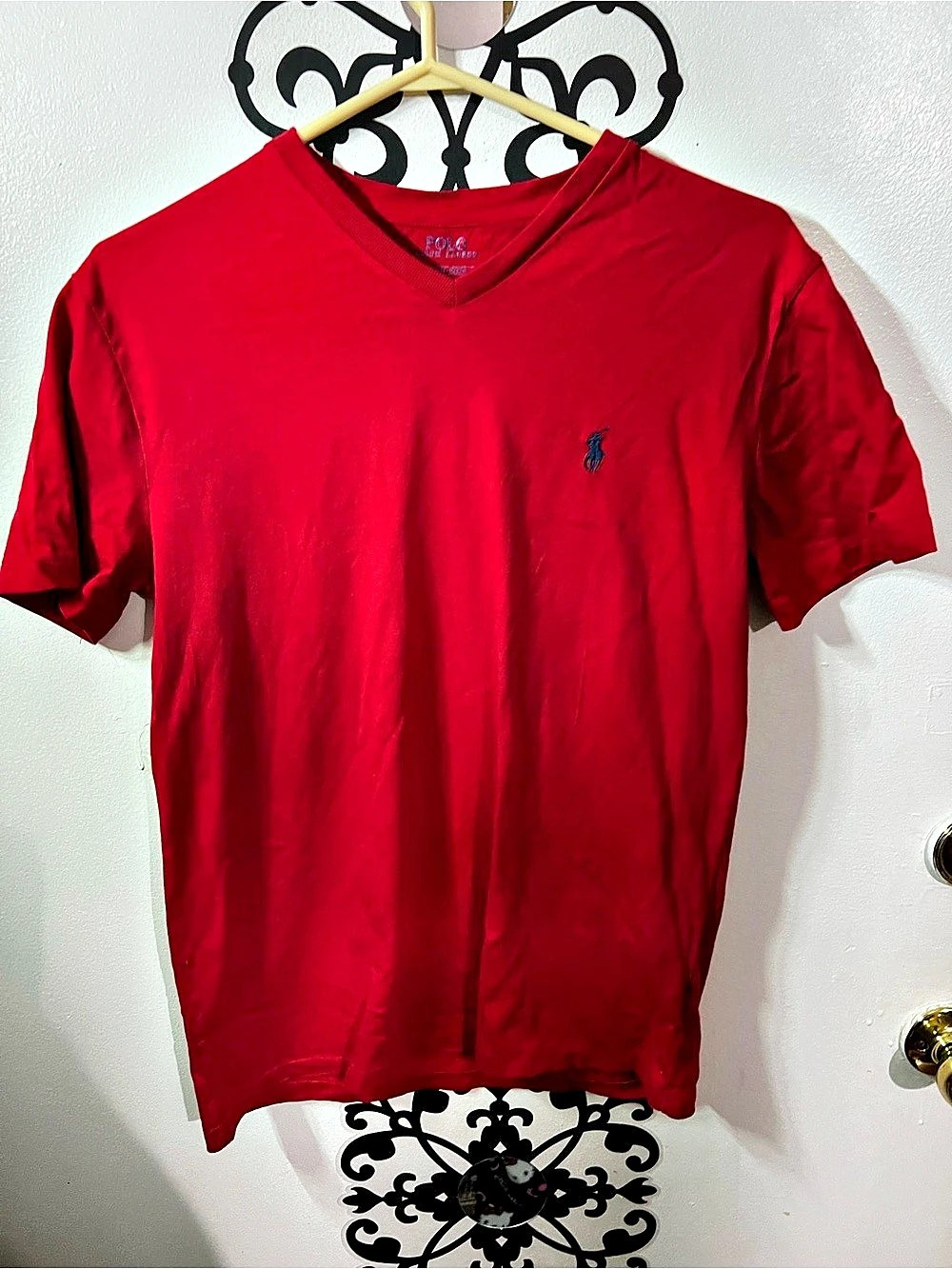 Polo Ralph Lauren V-Neck Short Sleeve T-Shirt Men'Small Red Small